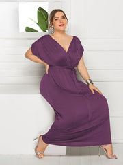 Maternity Knit Dress Short Sleeve V-Neck