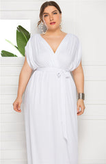 Maternity Knit Dress Short Sleeve V-Neck