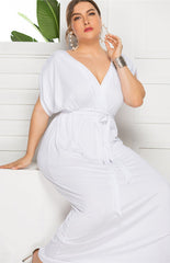 Maternity Knit Dress Short Sleeve V-Neck