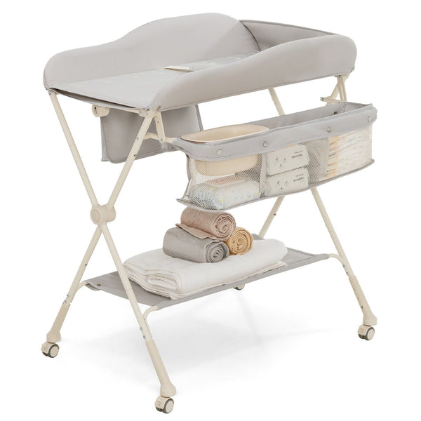 Gray Baby Diaper Changing Table with Water Basin