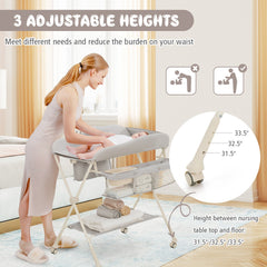 Gray Baby Diaper Changing Table with Water Basin