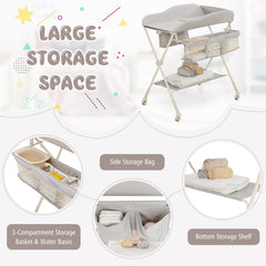 Gray Baby Diaper Changing Table with Water Basin