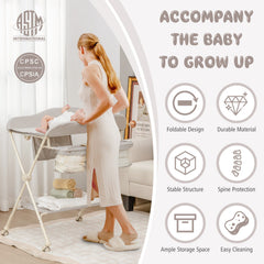 Gray Baby Diaper Changing Table with Water Basin